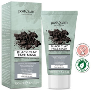 PostQuam Professional BLACK CLAY mélytisztító, bőrmegújító fekete agyagmaszk 100 ml